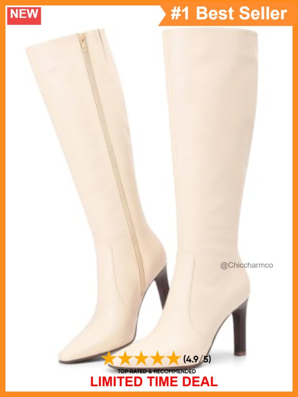 Faux Leather Knee High Boots Square Toe Chunky Heel Side Zipper Tall Boots